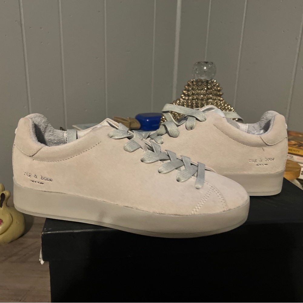 rag & bone off white low suede sneakers